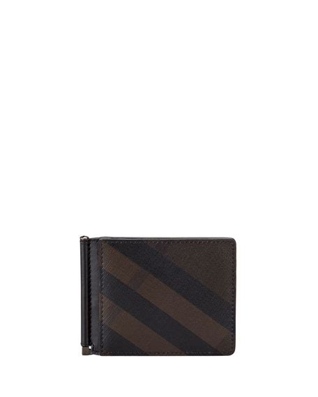 burberry smoked check leather money clip wallet|check money clip card case.